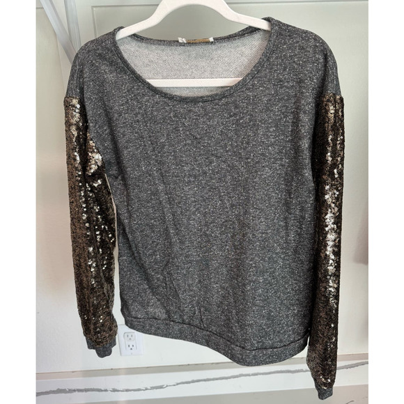 Entro Sequin‎ Long-Sleeve Light Sweater Grey Size Medium - Picture 1 of 8